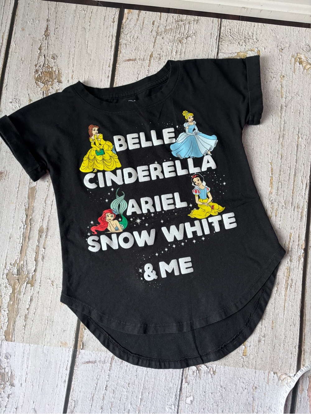 Disney Black Princess Graphic Tee with Belle Cinderella Ariel Snow White